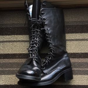 EUC Italian Leather zip up/ lace up boots